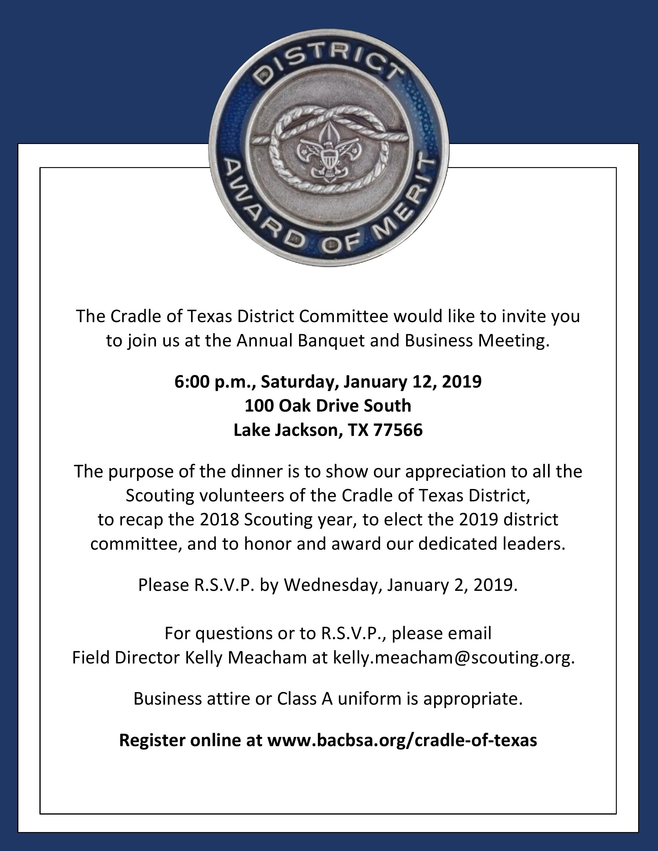 Cradle of Texas Annual Banquet & Business Meeting